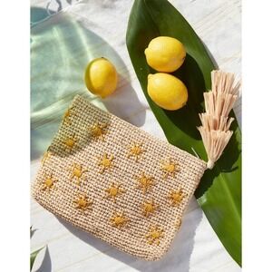 Mar Y‎ Sol Soleil Sunshine Clutch Woven Straw Bag • NWT